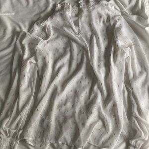 White with golden pattern see through loose top